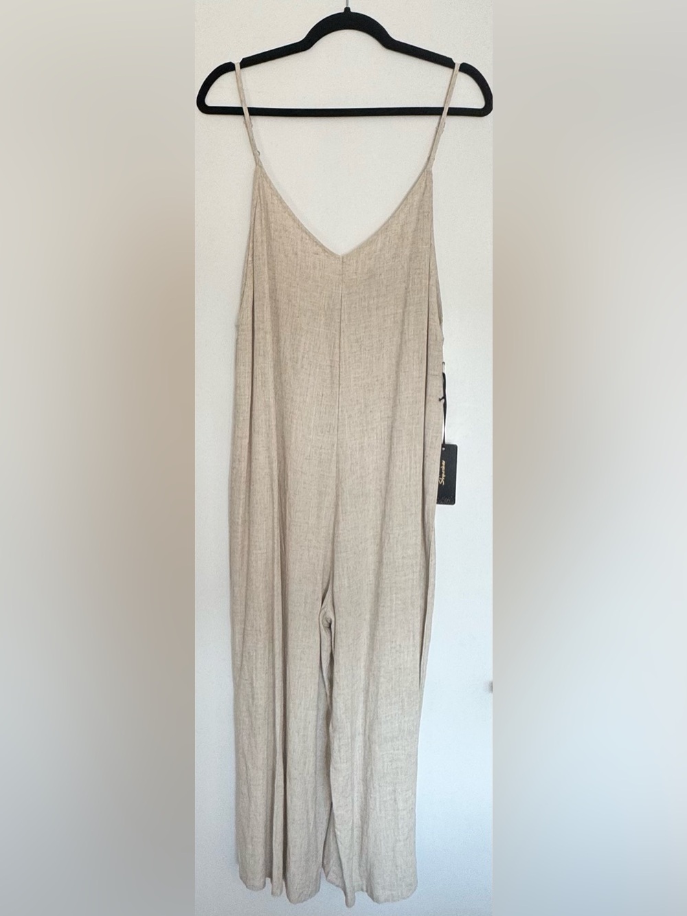 Jumpsuit- Beige Linen Blend Wide Leg - Size Large - NWT - Picture 2 of 7